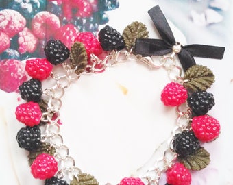 bracelet blackberries and raspberries polymer clay