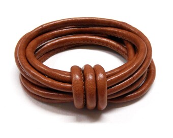 Brown Eco Nappa Leather Cord, Faux Leather 5mm Cord, Stitched Cord, Sold in 1 Yard/ 92cm approx.(1 piece)