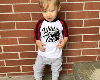 Wild One Birthday Shirt, RAGLAN, Wild One Birthday Outfit, Lumberjack Shirt, Lumberjack First Birthday Outfit, Lumberjack Birthday, Wild One