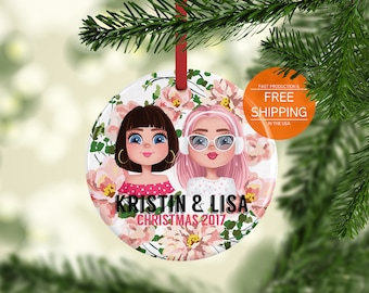 Best friend ornament, personalized gift for friend, Christmas decor