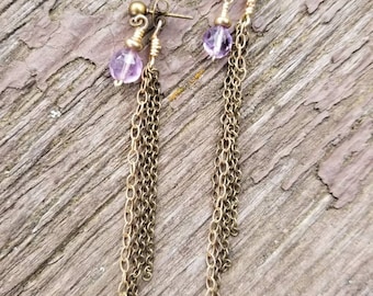 Amethyst Chain Earrings