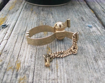Vintage Glove Holder 1950s Gold Tone Embossed Design