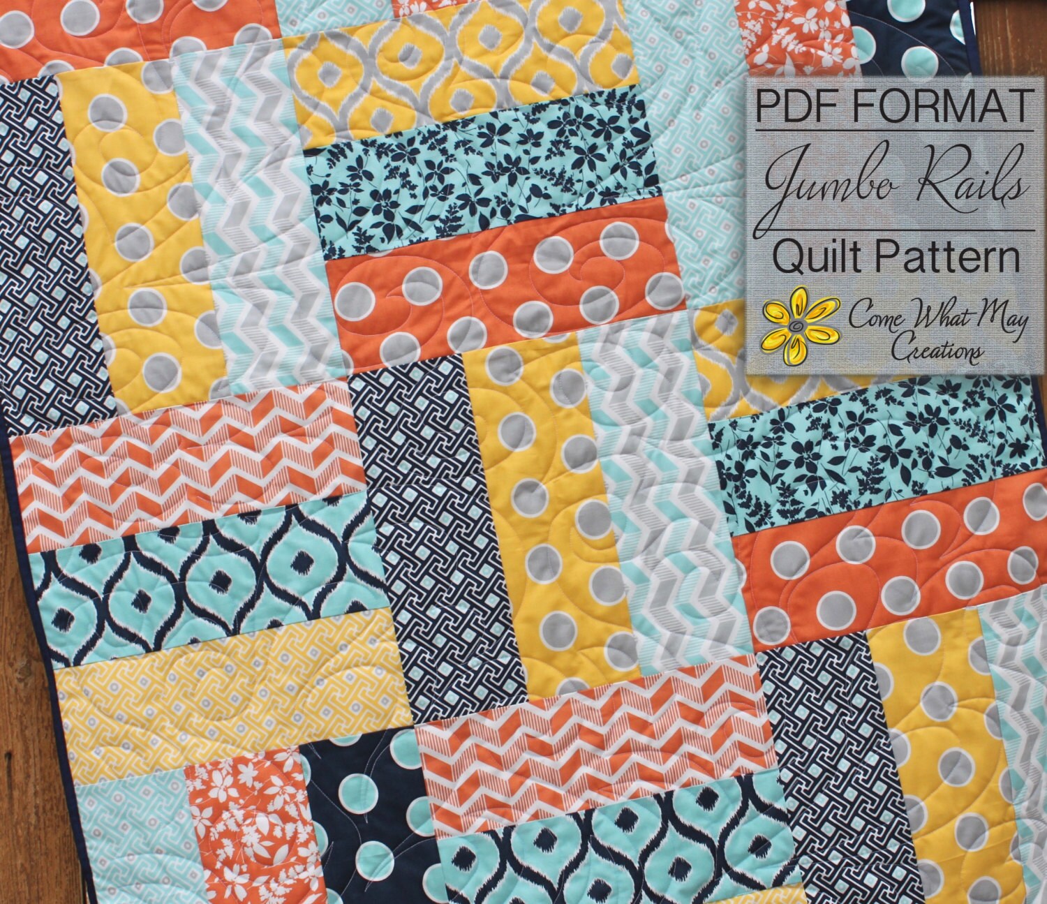 Download Baby Quilt Pattern Lap Quilt Pattern Jumbo Rails Baby Quilt