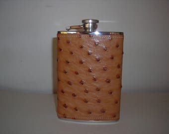 Brandy flask sheathed genuine ostrich
