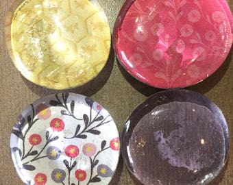 Flower Marble Magnets (Set of 4)