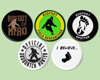 Bigfoot Pinback Buttons, Sasquatch Pinback Buttons, Bigfoot Party, Bigfoot Decorations, Geocache Treasure, Bigfoot Magnets - BB2323