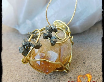 Manifest Success Pendant - Citrine Point, Pyrite