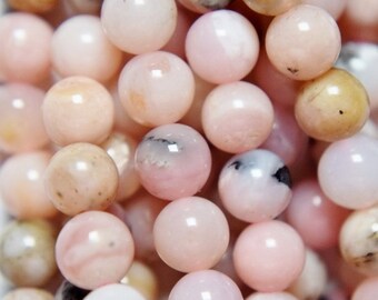 Genuine Peruvian Pink Opal Beads - Round 6 mm Gemstone Beads - Full Strand 16", 64 beads, A Quality