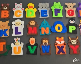Alphabet Finger Puppet Playset including storage bag