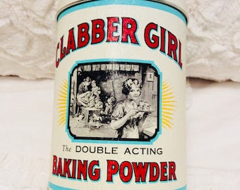 Vintage Clabber Girl Tin Box Baking Powder Advertising Reproduction