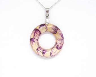 Real Flower Resin Pendant, Purple Flower Jewelry, Real flowers Necklace, Pressed Flowers, Birth Month flower January, Birthday gift