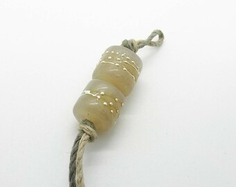 Dark Translucent Ivory Fine Silver Handmade Lampwork Glass Beads - Prima Donna Beads