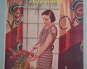 Vintage 1930s Needlework Magazine - The Needlewoman 1935 No. 158 UK - vintage sewing book - embroidery crochet 30s knitting pattern