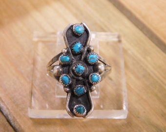 Stunning Turquoise Sterling Silver Ring Size 7.5