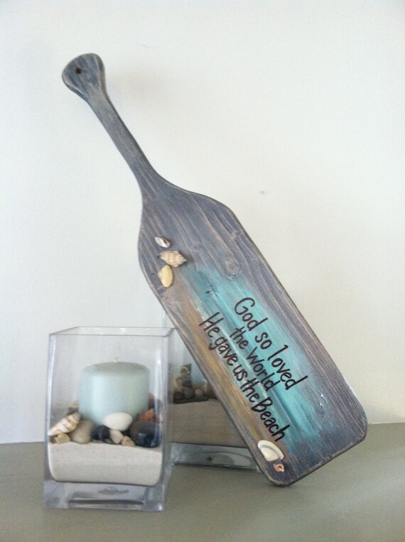 wooden paddle oar beach house ocean decor sign weathered