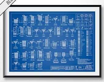 cocktail poster etsy cocktail chart