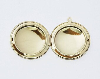 Round locket pendant 20mm Golden brass