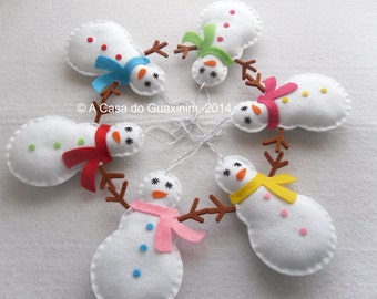 Snowman - Set of 6 Christmas ornaments