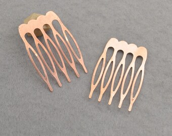 Copper Plated Metal Comb- 10pcs Metal Hair Combs 5 teeth 26x40mm