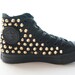 Original Converse AllStar Chuck Taylor high top studded Converse stud gold spike on ALL BLACK Shoes