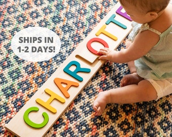 Personalized Name Puzzle - Fat Brain Toys - Ships in 1-2 Business Days - Wooden Name Puzzle - Custom Name Puzzle - Personalized Toy