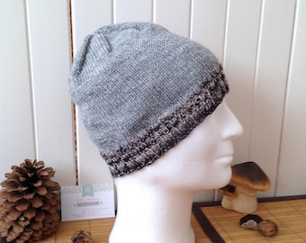 2 salt and pepper Beanie for men, teen or unisex wool fine jacquard and plain, black white gray colors