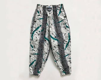 Vintage 80s Deadstock International Baggyz Kids Baggy Printed Pants Barbed Wire Dance Street Wear Cool Kids 80s Cotton Hammer Pant 2T 3T 4T