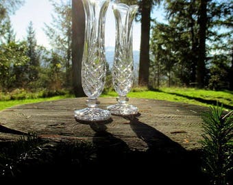 Noritake Hampton Hall Crystal Bud Vases - Noritake Bud Vases - Pair of Noritake Crystal Vases