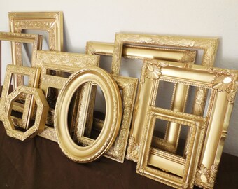 Gold Picture Frame Set, FREE SHIPPING, Custom, Classic Antique Gold, Hand Painted Ornate, Gallery Wall, Nursery Art, Home Decor Wedding