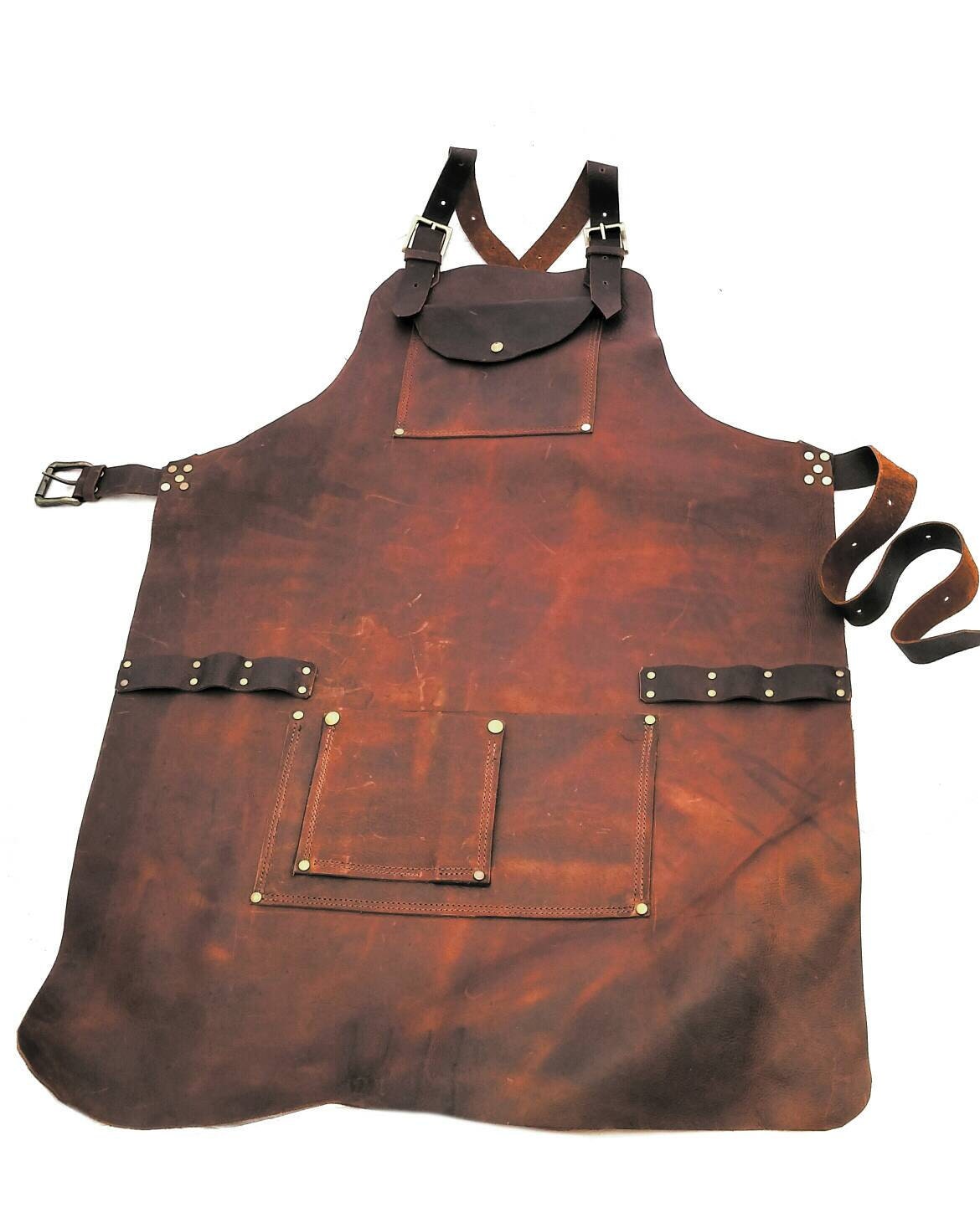 Download Leather Work Apron with Nail Pouch and Top Pocket