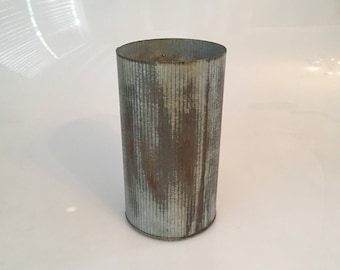 Vintage Steel Ribbed Can Succulent or Flower Pot Planter