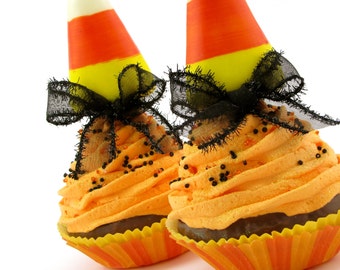 Candy Corn Fake Cupcake for Halloween Home Decor Halloween Cupcake Photo Prop Candy Corn Decor