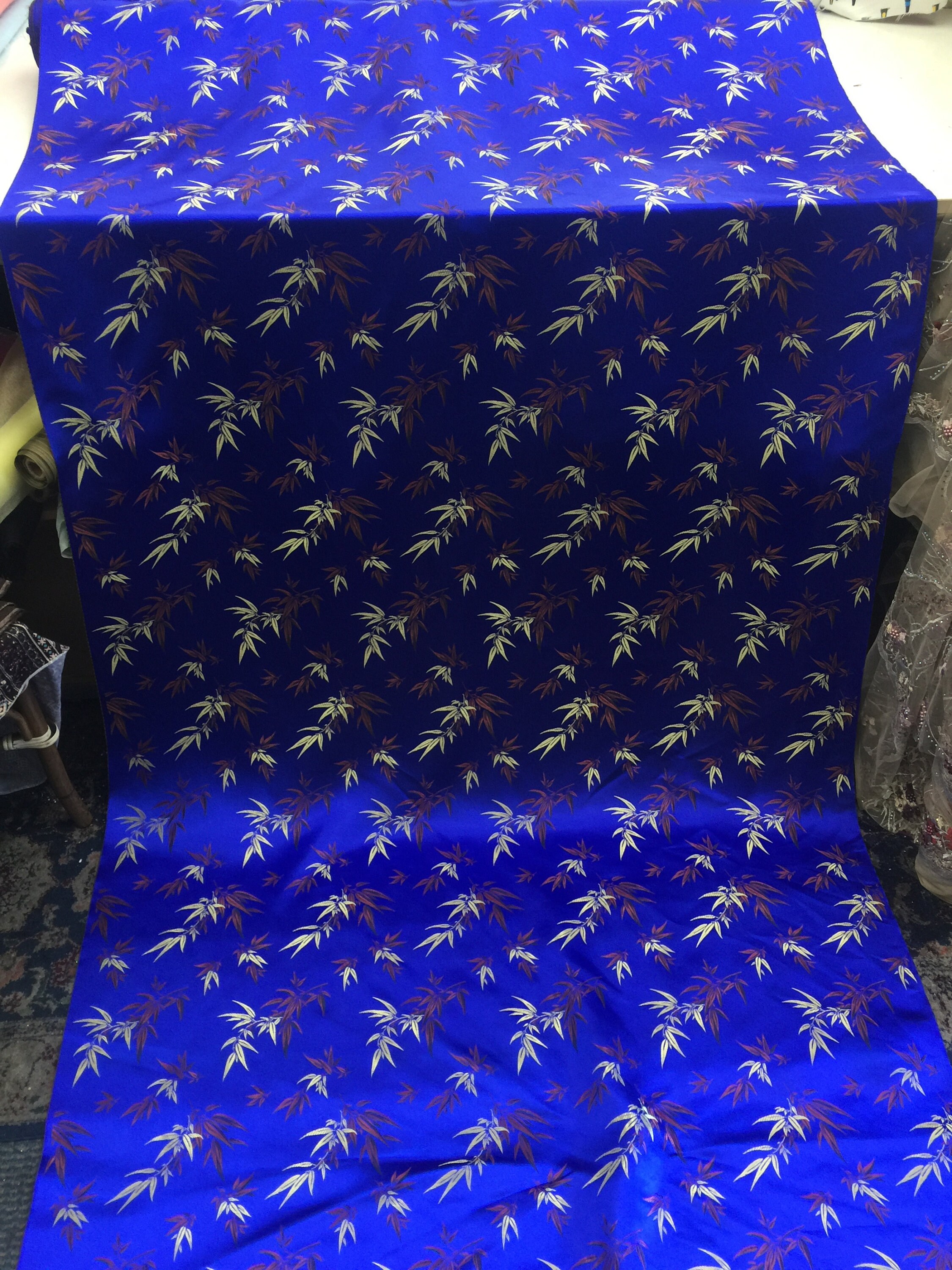 Asian Designs Stunning Faux Silk Bamboo Phoenix Brocade Satin Royal Asian Designs Stunning Faux Silk Bamboo Phoenix Brocade Satin Royal
