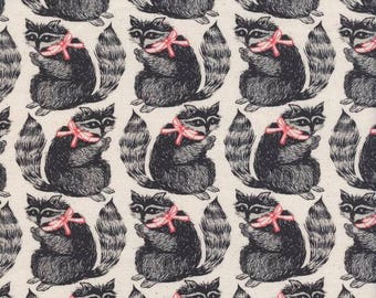 Snacks Natural Racoon - Black and White - Cotton + Steel - Quilters Cotton Available in Yards, Half Yards, Fat Quarters C5111-001