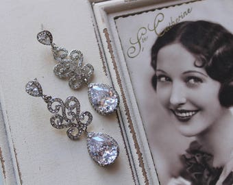 Art Deco Earrings , Vintage Style Crystal Earrings, Bridal Earrings, Wedding Earrings, Crystal Drop Earrings, Stud Earrings