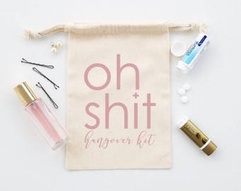 Oh shit kit, bachelorette party hangover bag, oh shit hangover kit, hangover bag, bachelorette party favor, personalized hangover kit bag