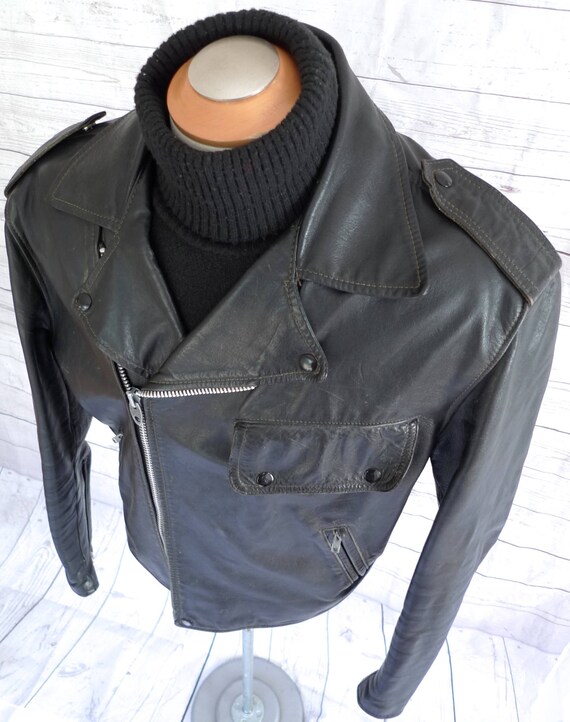 Vintage Brimaco British Pj27 Black Leather Motorcycle Jacket Vintage Brimaco British Pj27 Black Leather Motorcycle Jacket Buco Police Cops