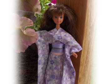 Teen Sister Yukata-Summer Cotton Kimono & Obi. Japanese Summer Kimono will fit Teen Sister Dolls the size of Teen Skipper