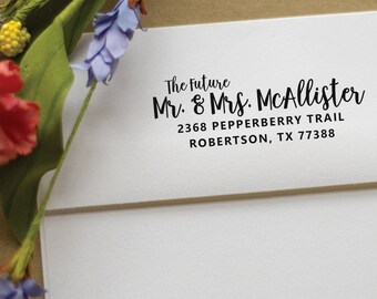 Save the Date calligraphy address stamp - Future Mr. and Mrs. - Wedding Address Stamp - rubber stamp - Custom Wedding Stamp - McAllister