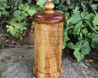 Wood Box with Lid - Hand Turned Lidded Wooden Box - Maple and Chechen Woods Wooden Box with Lid - Wood Canister