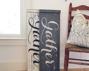 GATHER SIGN, Rustic Gather Sign, Wood Gather Sign, Large Gather Sign, Dining Room Signs, Dining Room Decor, Fixer Upper Decor, 36"x12"