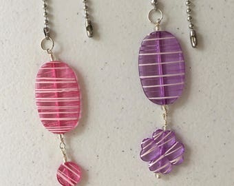 Fan Pull Chain and Light Pulls handmade with acrylic flat beads