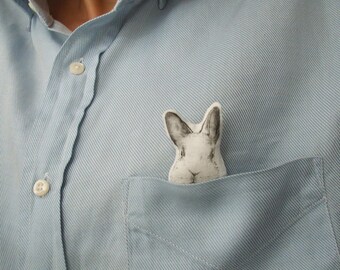 white bunny brooch easter bunny white rabbit hand painted animal brooch woodland forest