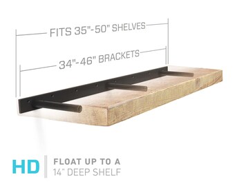 Floating Shelf Bracket for 35" to 50" Long Floating Shelf - HEAVY DUTY - Hardware Only (US Patent 9,861,198)