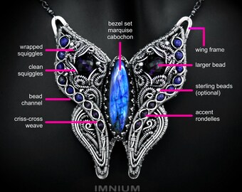 Butterfly pendant TUTORIAL - step by step instructions on every detail of this hybrid pendant. Multiple useful adaptable techniques DIY