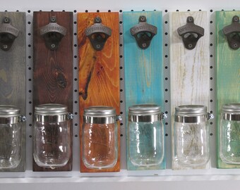 Wall Mounted Rustic Bottle Opener Mason Jar Bottle Opener Man Cave Decor Kitchen Bar Beer Lover Wedding Gift Beer Cap Catcher