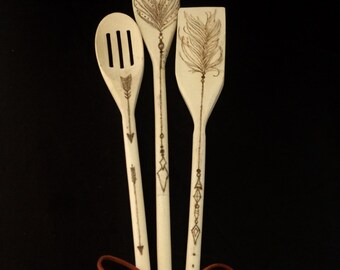 Decorative Wooden Feather/Arrow Spoons
