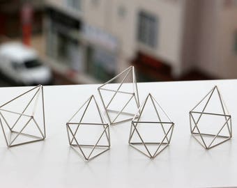 Silver Himmeli Decor, Modern Minimalist Himmeli Mobile, Geometric Ornament, Air Plant Holder