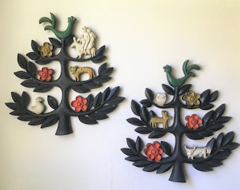 Vintage 1960's cute kitchy wall hangers. Made by Dart Industries. (2 pieces)