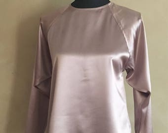 Vintage 70's Gold Satin Blouse Dolman Sleeves